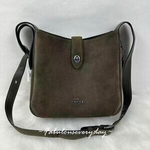 Coach Hadley Convertible Shoulder/Crossbody Bag In Suede/QB/Arm Green CCG43 NWT